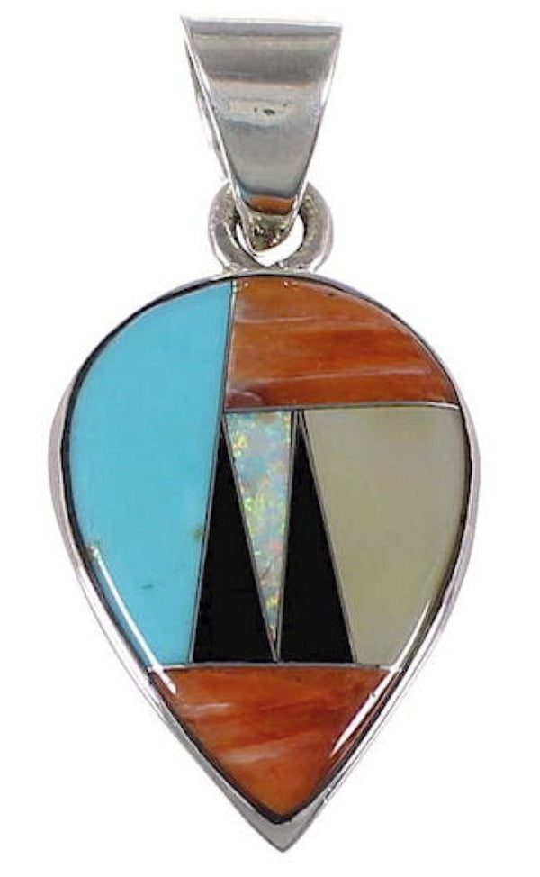 Sterling Silver Jewelry Multicolor Turquoise Slide Pendant RS39897